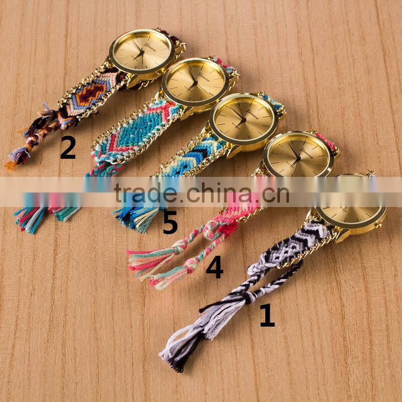 In Stock 8 Colors Fashion Women Handmade Women Watch Retro Leather Bracelet Heart Decoration Quartz WristWatches