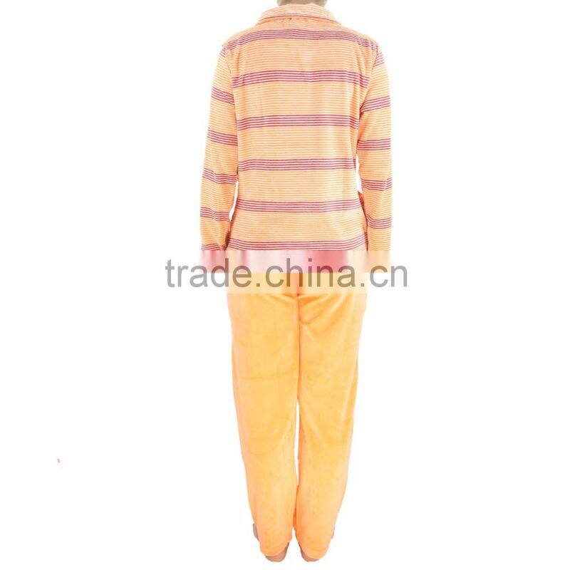 Kevince women velour pyjamas set pajama orange big stripes y/d 1000pcs up OEM factory directly