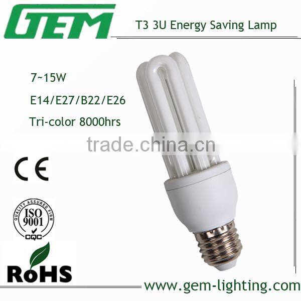 T315w bulb, u shape cfl lamps with E27 lamp base