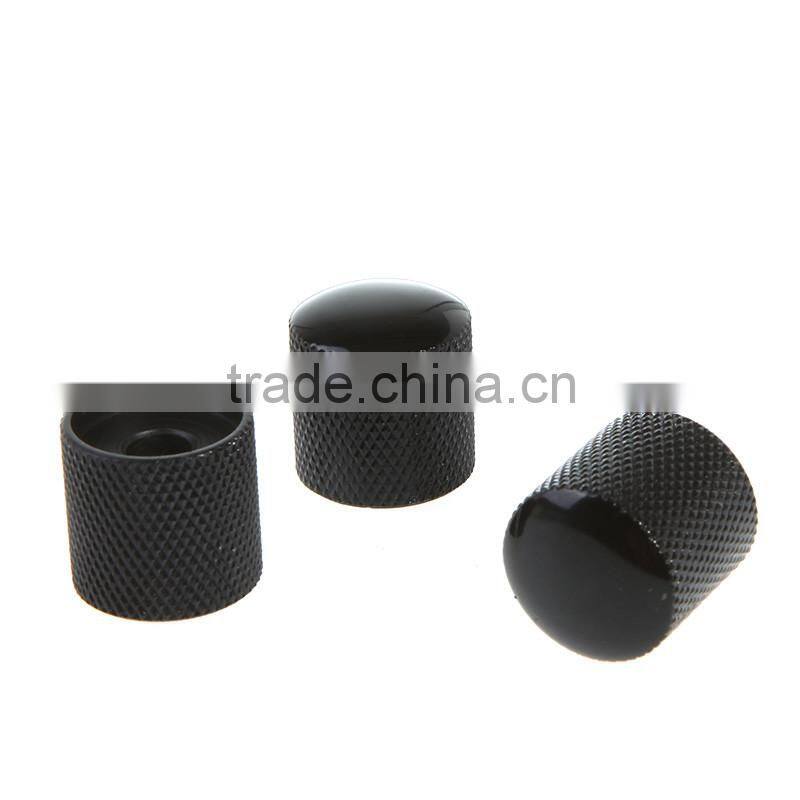 3PCS Metal Dome Knobs Knurled Barrel for Electric Guitar Parts Black