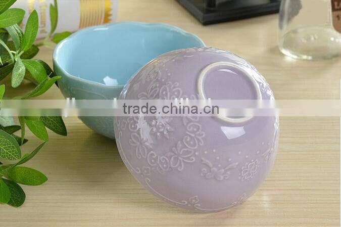Wholesale Europe style Embossed ceramic bowl porcelain bowl