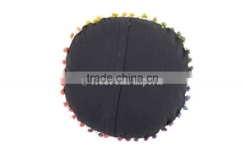 Indian Suzani Round Floor Pillows Cotton Ethnic Uzbek Embroidered Cushion Cover Boho Throw