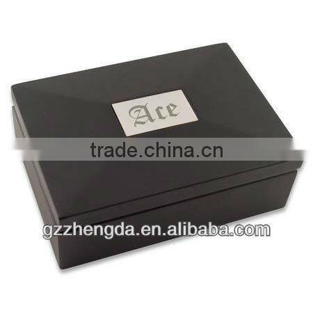 High quality customized made-in-china Varnished Wooden Box with Metal Plate