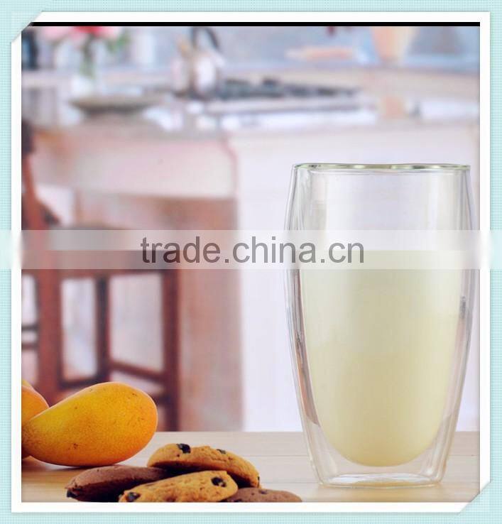 Borosilicate material double wall milk cup heat resitant double wall glass milk cup for sale