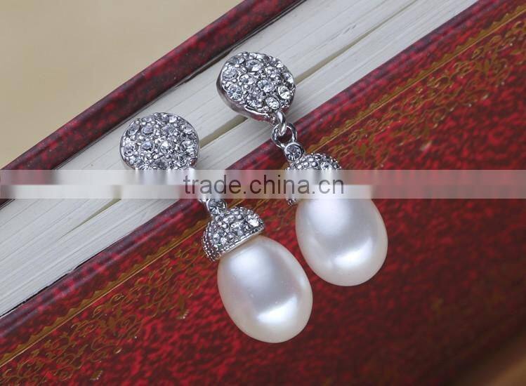 Freshwater real pearl earring AAA drop 8-9mm women pearl earring jewel