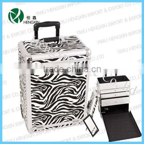 Professional rolling trolley Makeup Artist Train Cosmetic Case with Drawers