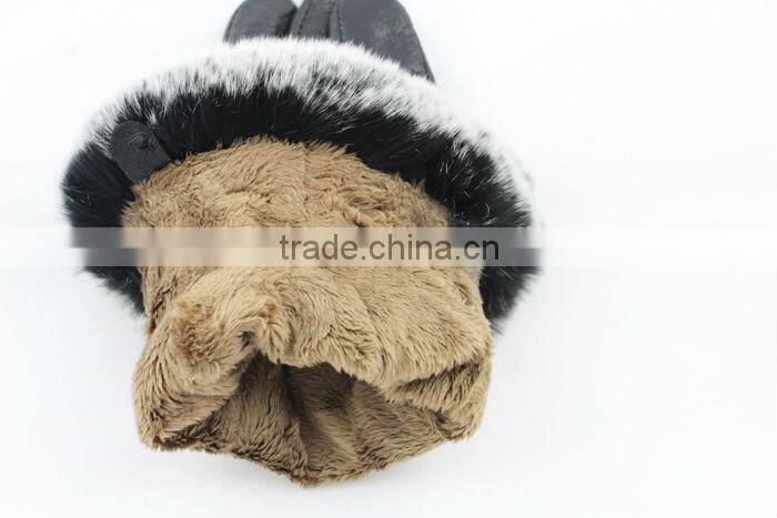 2015 new season special rex rabbit fur leather gloves for lady