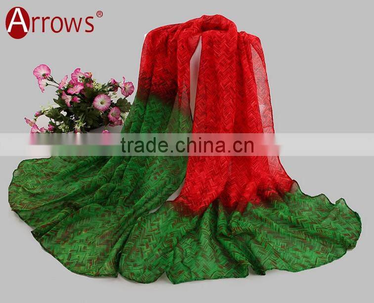 Gradient Color Simple and Fancy Voile Stoles Scarf Shawls for Women Ladies Girls All Year Applicable
