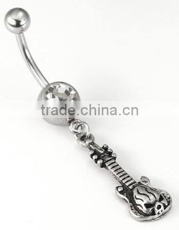 The violin & leopard 316L stainless steel navel rings with gem