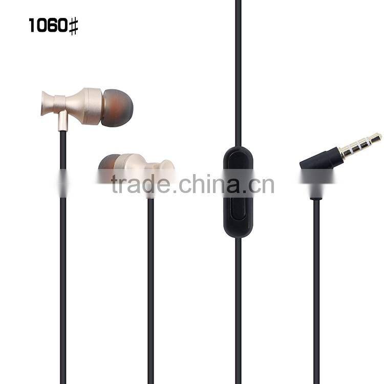 SNHALSAR mobile phone accessories, metal earphones with microphone, In-ear Headset