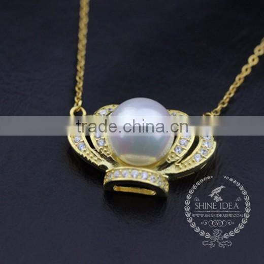 925 sterling silver shining crown with pearl creative pendant necklace fashion women necklace jewelry 6360462
