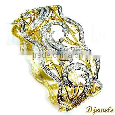 Diamond Bangles, Broad Bangles, Diamond Gold Bangles