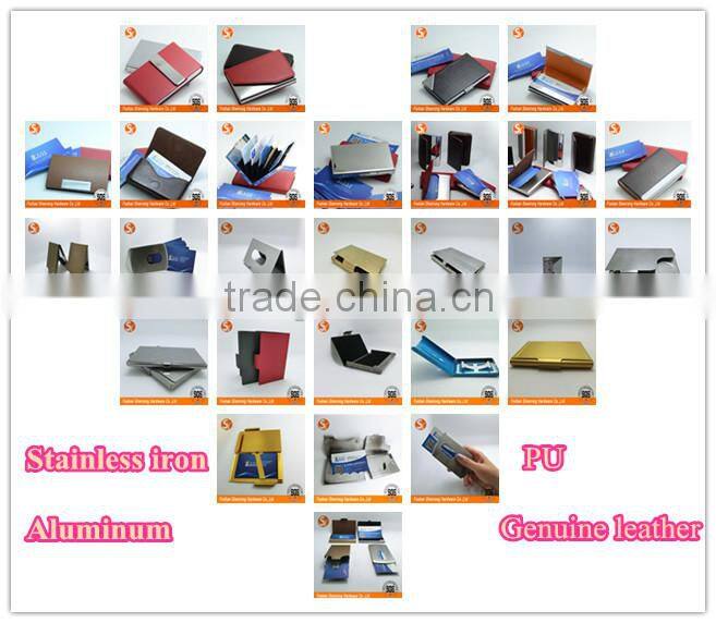 2015 new product leather magnetic metro card case for business