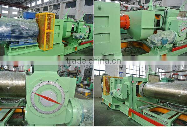 two-roll rubber mixing mill with stock blender