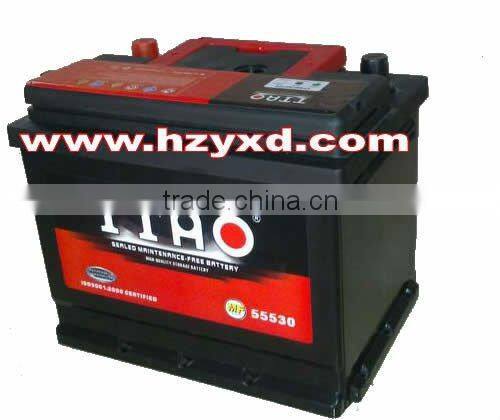 12v 55ah Sealed MF lead acid battery on car