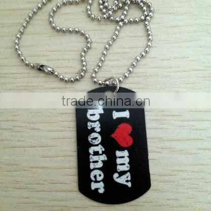 Black Light Flat Dog Tag "I love brother" Necklace For Family Gifts