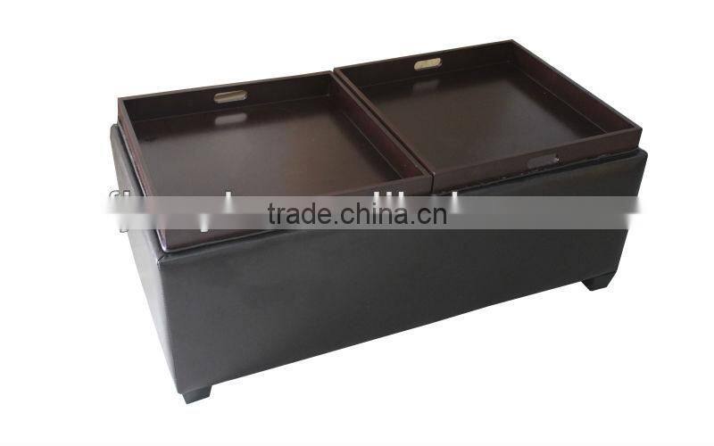 leather double storage ottoman