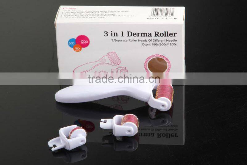 CE Approval titanium derma rolling Manufacturer skin roller system 3 IN 1 derma roller