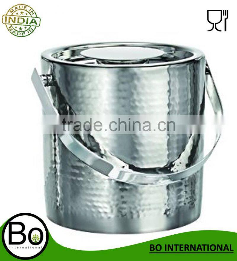 Stainless Steel Vintage Ice Bucket with Tongs 14.7 cm x 14.7 cm x 15.9 cm
