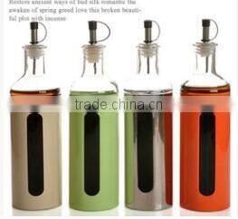 Glass oil vinegar set oil vinegar bottle with metal coating 4 colors