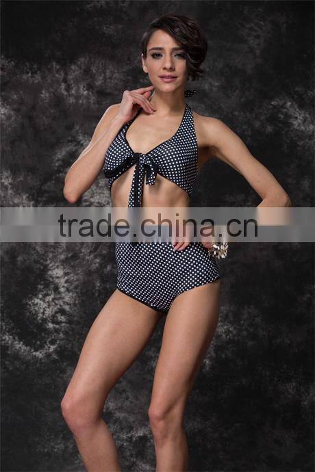 2015 new arrival retro high waisted bikini