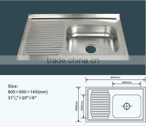 Kitchenware factory supply JZ-617 left tray stainless steel kitchen sink