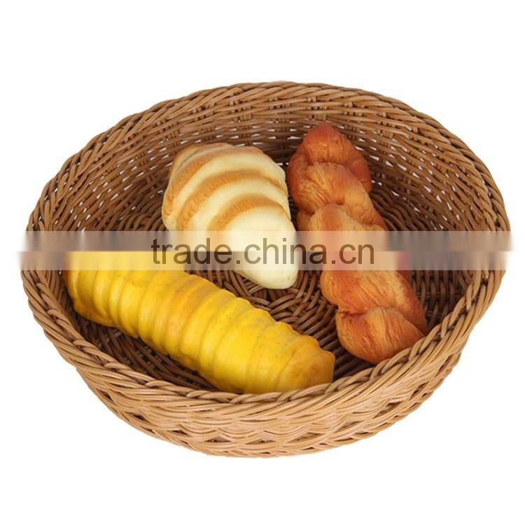 S&D wholesale Graceful flat washable poly rattan wicker bread basket fruit basket