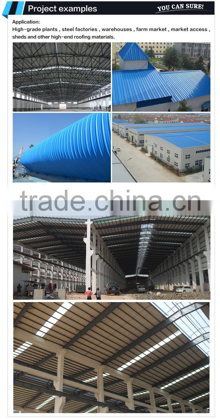 Durable roof materials 25 years guarantee wind resistance PVC corrugated roofing sheet for seafood market