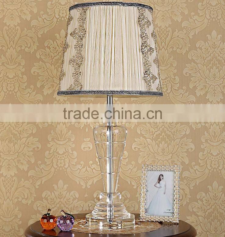 Luxury European style crystal table lamp with white color lace lampshade