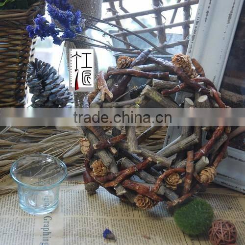 Vintage Chic Wooden Wicker Candle Holder Light Holder Christmas