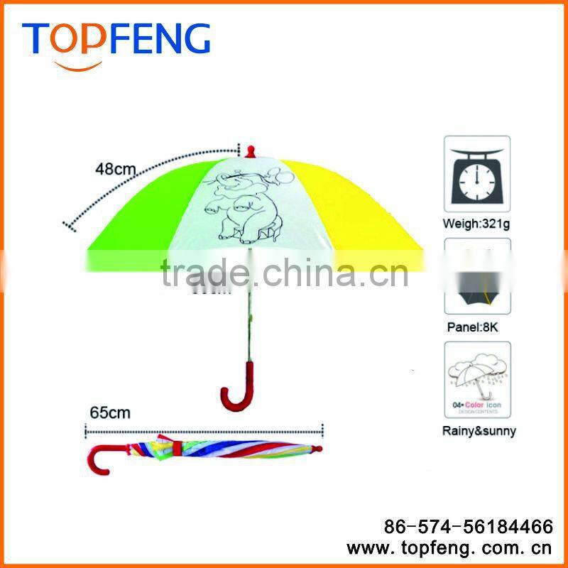 White manual open cool kids drawing umbrella kids umbrella