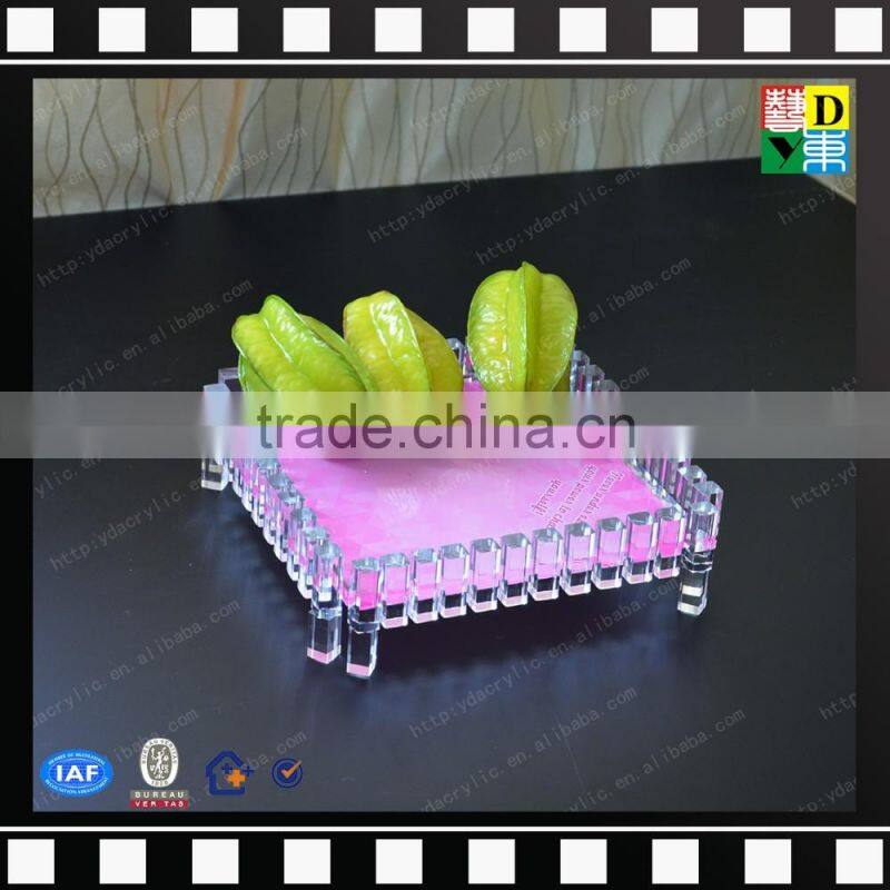 Custom print acrylic lucite tray PMMA plastic hotel kettle tray wholesale crystal glass fruit tray from china manufacturer