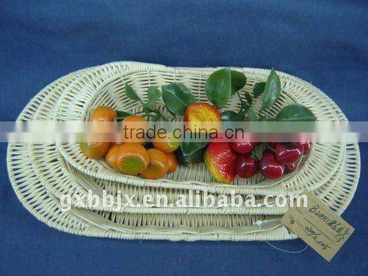 Egg shaped rattan iron frame storage oval fruit tray