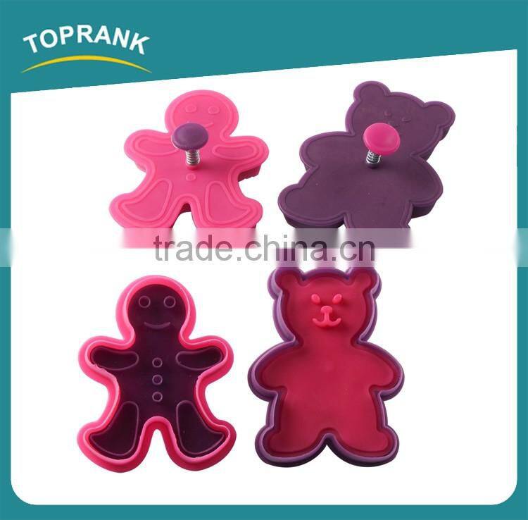 Toprank Custom Funny 3D Plastic Animal Shape Plunger Cookie Cutter Cookie Stamp