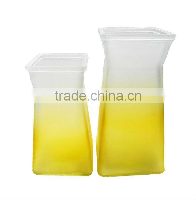 promotional home decoration colored frosted tall glass vase
