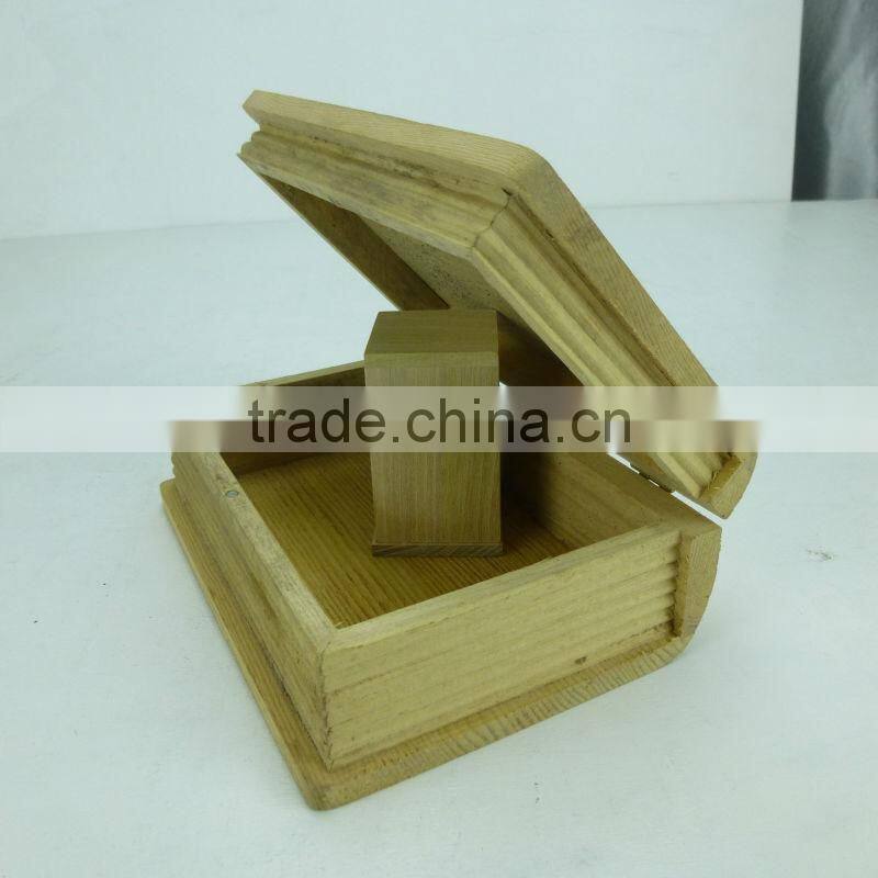 2015 new design book shape do old wooden storage box,cigarette storage box