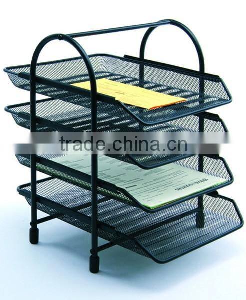 4 Tiers Smoked Pull Metal Mesh Desktop File Organizers,Paper Tray