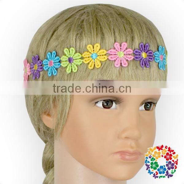 Cheap Rainbow baby flower elastic lace headband