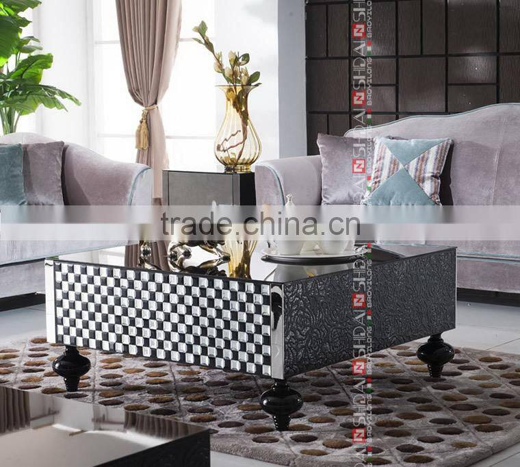 black tempered glass coffee table, TV Cabinet