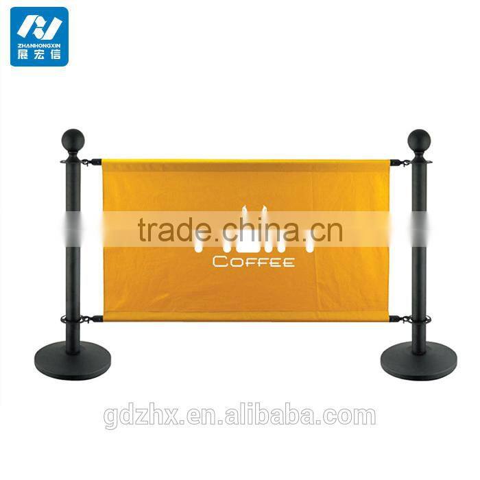 Stainless Steel Queue Barrier Breeze Stand with Advertising Banner