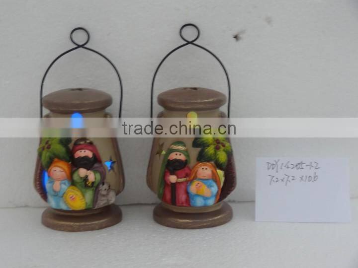 Ceramic nativity set with lantern