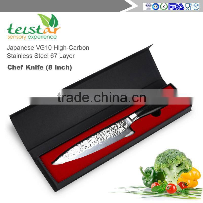 Chef 's Knife, 8 - inch Damascus VG10 Japanese Knife with Stainless Steel & Ergonomic Handle