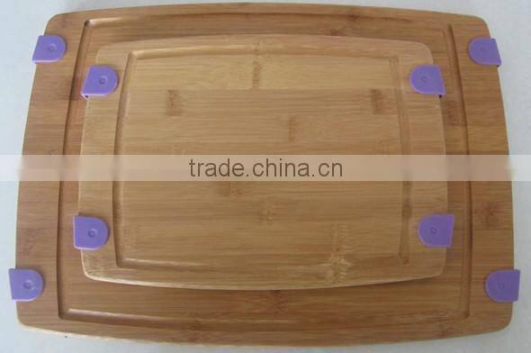 Two size bamboo cutting board with silicone #32005