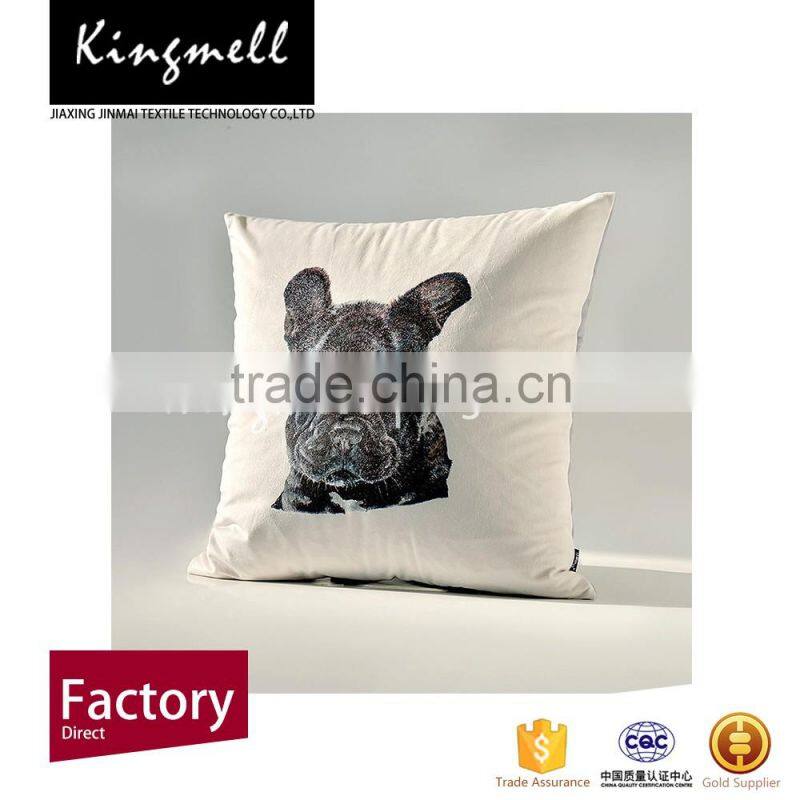 Creative dog digital printed linen throw cover sofa pillow case cover