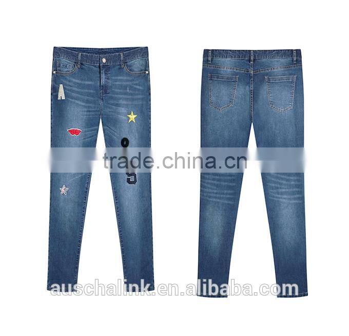 hot sale euro plus size fat lady fashion denim jeans customized