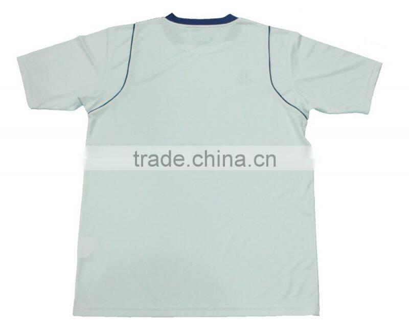 White and navy piping soccer jerseys set