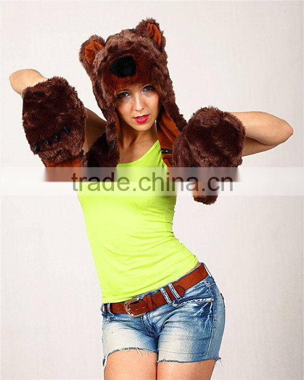 New style promotional factory price fashion animal hood hat scarf gloves