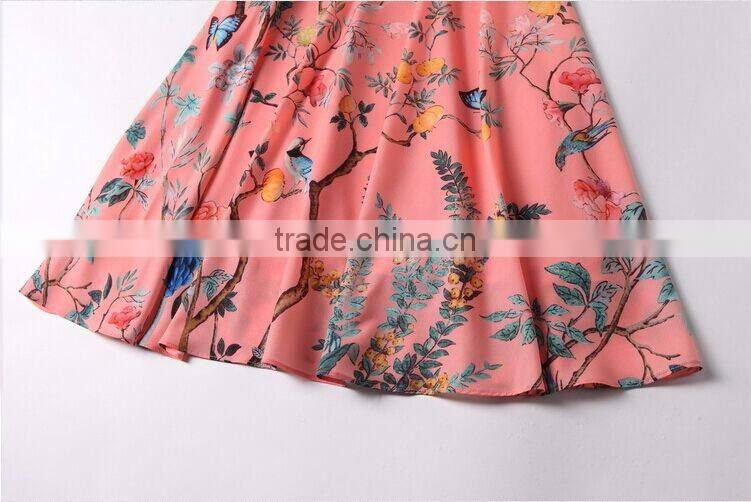 F20047A High quality europe style beautiful women printed dress