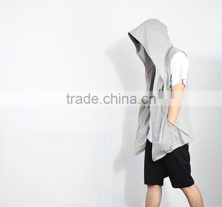 2016 fashion custom full face zip long knee length hoodie
