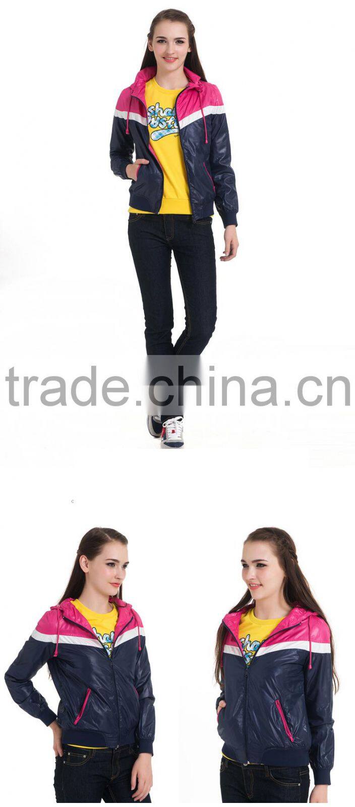 2015 New Fashion Short Woman Custom Nylon Varsity Jackets